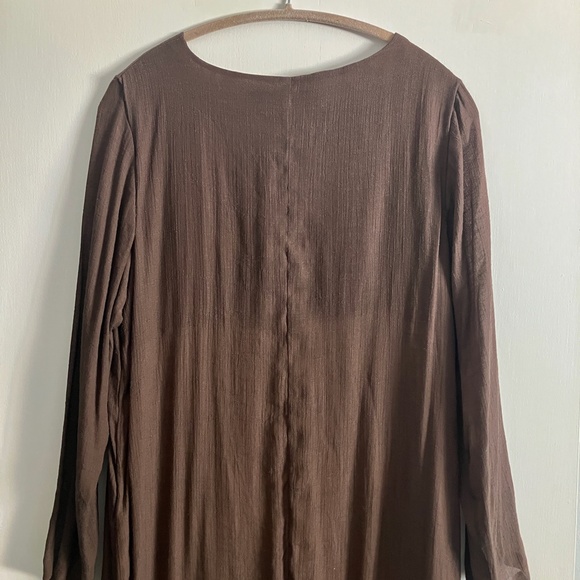 Zanzea A-line Asymmetrical Long Maxi Dress Brown and Beige Size  4 - Picture 5 of 8